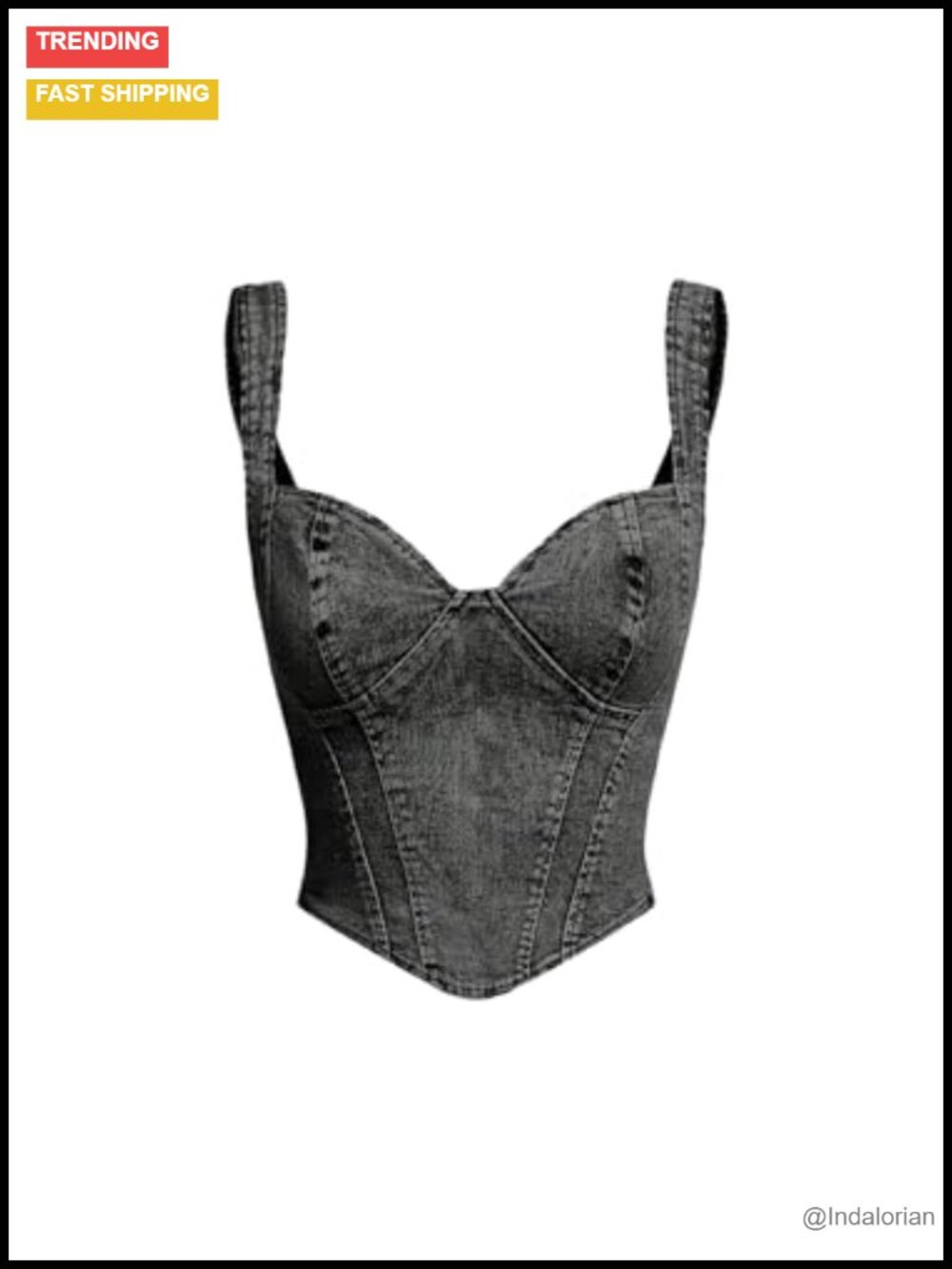 Women's Denim Tank Top Vest V-Neck Asymmetrical Hem Zipper Back Corset